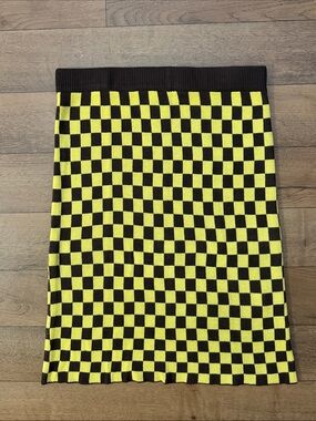Fashion Brand Company Size XL/XXL Brown & Yellow  Skirt Checkered Print Sexy Lux